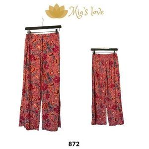 Angie, Pants  Floral Wide Leg, Flowy Lounge Pant Boho, Size S, 100% Rayon.
